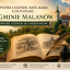 kolorwa grafika z pejzazem na pierwszym planie stara ksiega ptasie pioro i  atrament